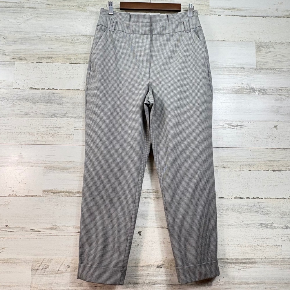 White House Black Market The Tapered Ankle Gray Micro Check Pants Womens 8